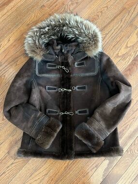 Coach Y2K Vintage Fur Trimmed Brown Jacket